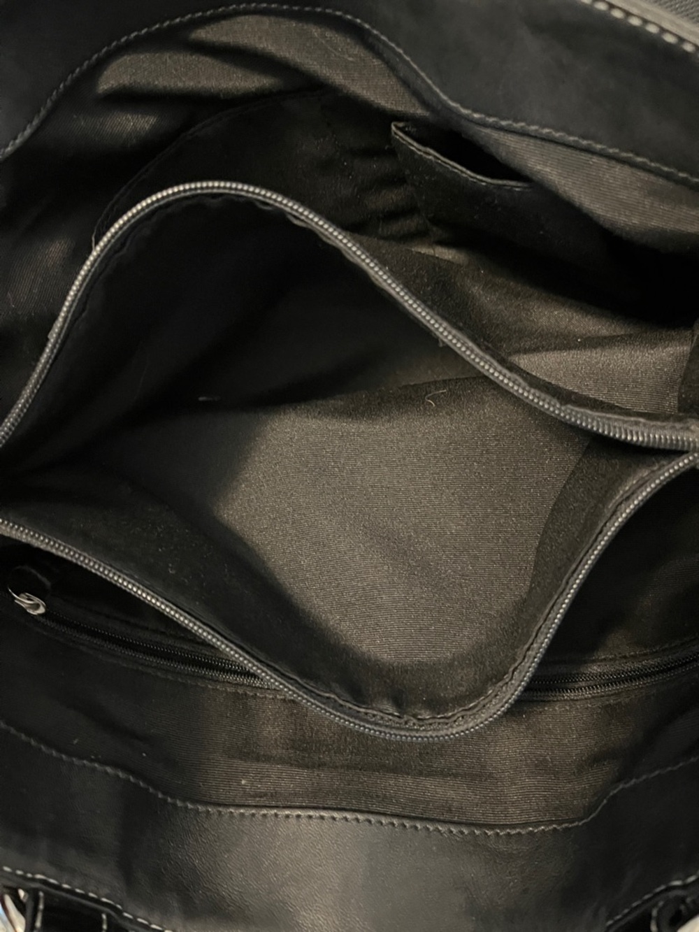 Coach Black Signature Canvas Shoulder Bag with Leather Trim - Picture 9 of 9